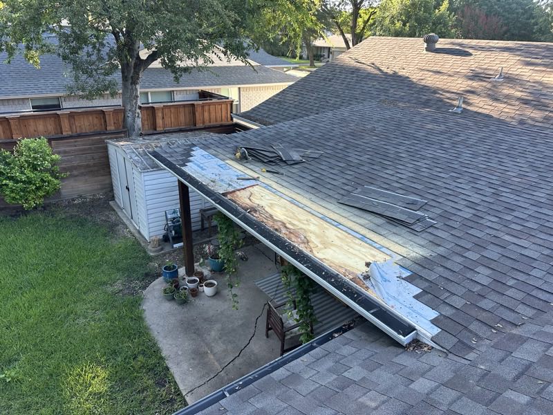 Patio cover roof rebuilt down to new decking
