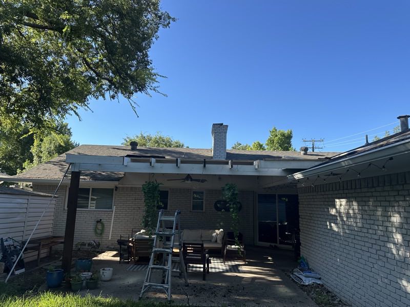 Rear elevation with the patio cover framing opened up
