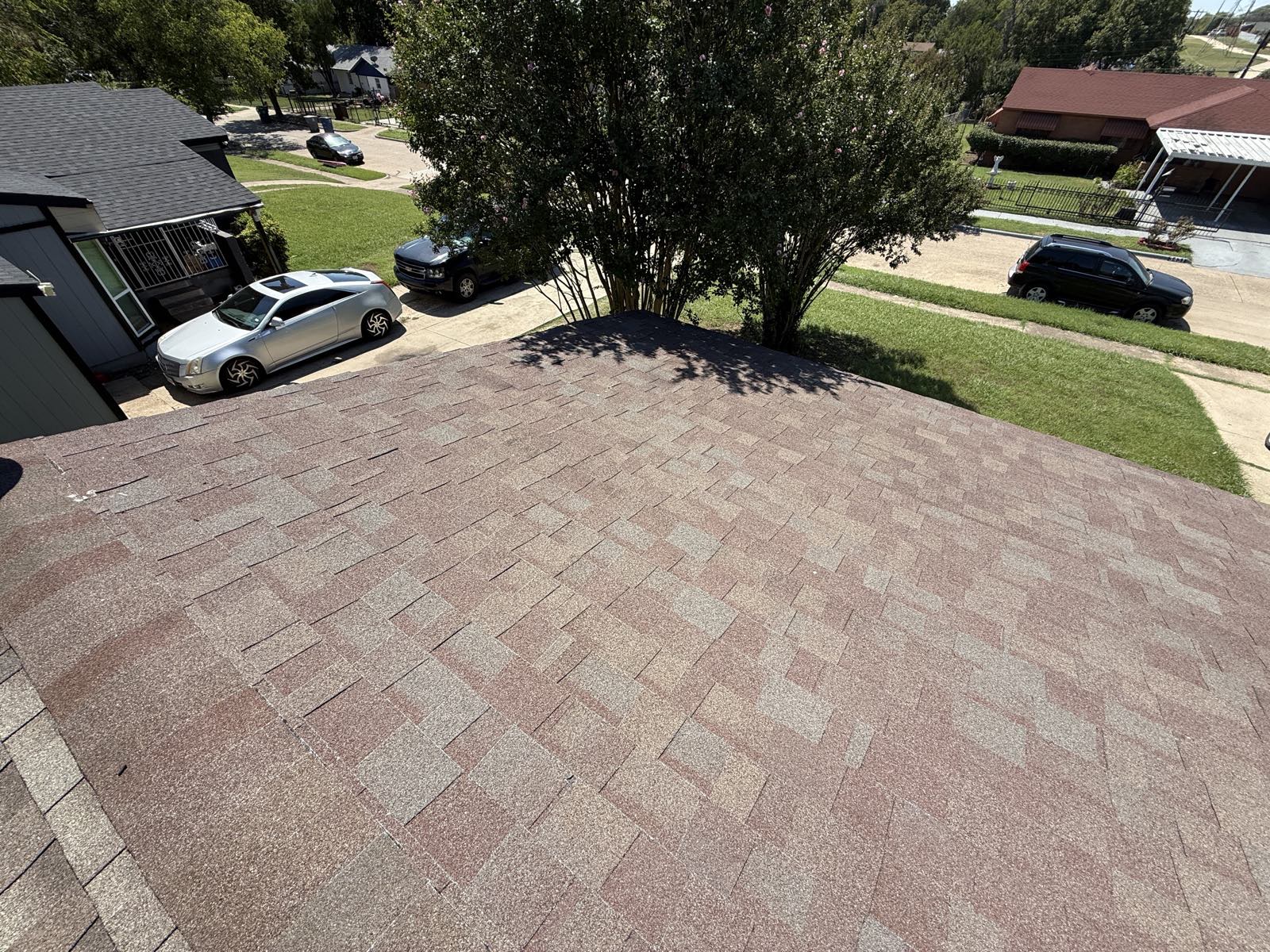 Roof and driveway from above