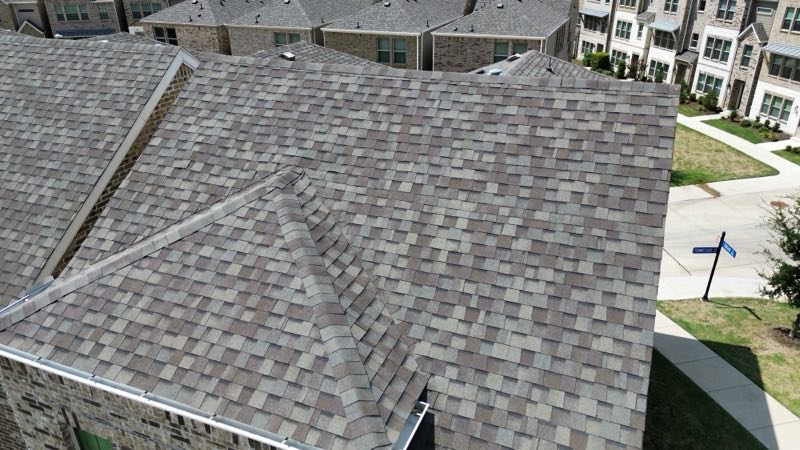 Large roof from above on a multi-unit building